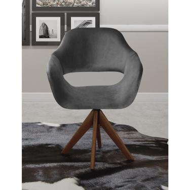 Imagem de Poltrona Decorativa Zara Pé Giratório de Madeira Sala Recepção