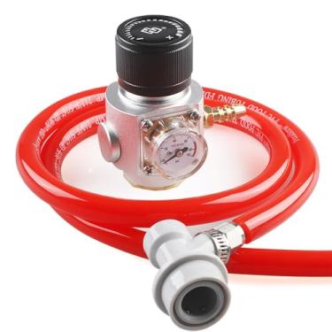 Imagem de LUCKEG Mini regulador de gás Tr21.4 carregador de refrigerante inclui conjunto de linha de gás vermelho, desconexão de gás com bloqueio de bola, dispensador de barril, cilindros de refrigerante,