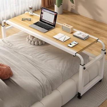 Imagem de Mesa sobre a cama com rodas com trava, altura ajustável sobre a cama, mesa multifuncional móvel cruzada para quarto/sala de estar/escritório, cama trabalho/casa de banho
