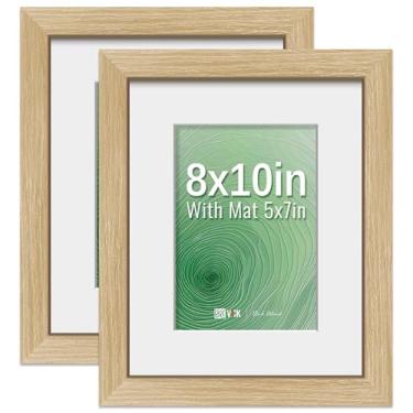 Imagem de VCK Porta-retrato 20 x 25 cm, pacote com 2 - carvalho natural, molduras de pôster de madeira de alta qualidade com vidro temperado, exibição de foto 12,5 x 17,8 cm com tapete ou 20,5 x 25,4 cm sem