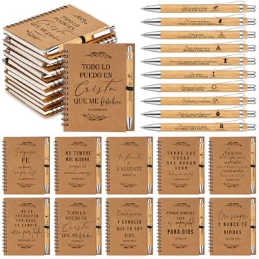 Imagem de Kosiz Conjunto de 40 peças/20 presentes cristãos, caderno espiral, religioso, com versículo da Bíblia, caneta, diário de oração, bloco de notas inspirador para homens e mulheres, igreja, amigos