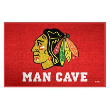 Imagem de FANMATS 14410 NHL Chicago Blackhawks Nylon Universal Man Cave Starter Mat Cor da equipe, 48 x 76 cm