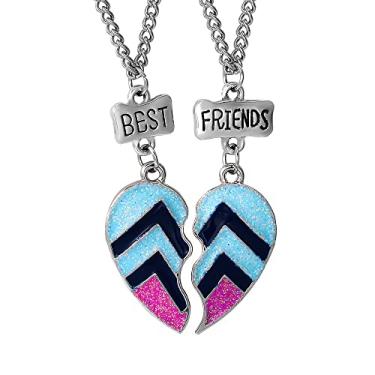 Imagem de Colar Houtsell BFF 2 - com pingente em forma de coração Best Friend Forever Friendship Colar para melhor amigo, Chain length 45.9 + 5.9 cm, Metal, Sem Pedra Preciosa