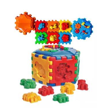 Imagem de Cubo Interativo Educativo Infantil, Brinquedo de Encaixe com Animais - SOLAPA