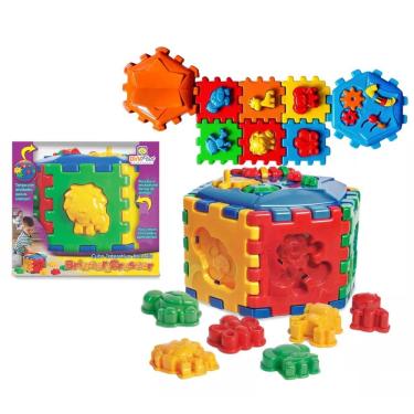 Imagem de Cubo Interativo Educativo, Brinquedo de Encaixe com Animais, Multicolorido - CAIXA