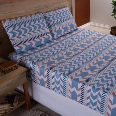 Imagem de Jogo De Lençol Casal 3P Estampado 400F Elástico Geométrico - Beatriz E