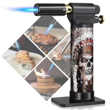 Imagem de Wanbro Isqueiro de tocha de cozinha, isqueiros recarregáveis de butano com chama de jato ajustável, maçarico de sopro de operação com uma mão para cozinhar, churrasco, assar, creme brulee, solda (sem