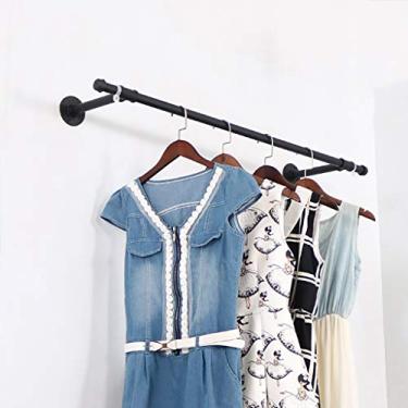 Imagem de CUTPOIY Vara suspensa de revestimento de ferro montada na parede, rack de exibição de roupas, cabideiro comercial para loja de roupas - 90 cm, 110 cm (tamanho: 11025 cm) (110 * 25 cm)