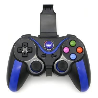 Imagem de Controle Joystick Bluetooth para Celular, Android e iOS, Preto e Azul