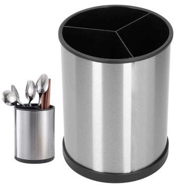 Imagem de Porta Talheres Utensilios Escorredor Inox Base Giratoria Suporte Pia Mesa Bancada Cozinha