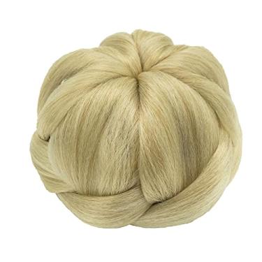 Imagem de IMISSU Cobertura de cabelo trançado chignon dançarina rosquinha apliques scrunchies coque de cabelo peruca updo para mulheres (M1 Loira Suja)