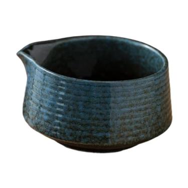 Imagem de Fenteer Utensílios de chawan matcha tigela para mexer a tigela de chá de porcelana artesanal para amantes de chá com chá de chá Matcha Latte Friend Gift, Azul
