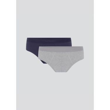 Imagem de Kit/2 Cueca Slip Hering 77LV Masculina Algodão T. P/XXG, G, 1b, Cinza,