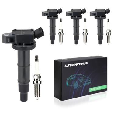 Imagem de Autopptimus Conjunto de 4 bobinas de ignição e velas de ignição UF333 compatível com Toyota Camry Corolla Highlander Matrix RA-V4 Solara Lexus HS250h Scion XB TC 2.4L L4 2001-2015 Substitui UF494