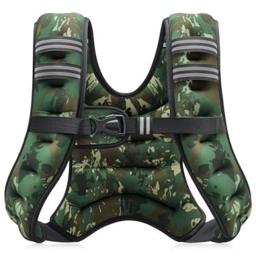 Imagem de ZELUS Colete pesado, 2,7 kg/3,6 kg/5,4 kg/7,3 kg/9,1 kg/11,3 kg/13,6 kg, colete de peso para homens e mulheres com tiras refletivas de bolso de armazenamento para treino, treinamento de força, corrida