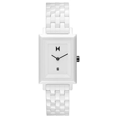 Imagem de MVMT Relógios femininos quadrados exclusivos - relógio feminino minimalista premium - analógico, aço inoxidável, 5 ATM/50 metros de resistência à água - pulseira intercambiável - 24 mm, Branco