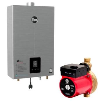 Imagem de Aquecedor Inox 20 Litros GN Bivolt + Bomba 120W 127V Rheem