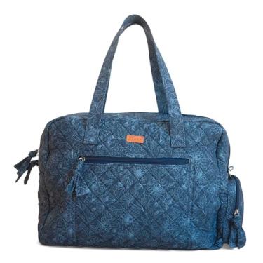 Imagem de Staya Bolsa esportiva acolchoada – companheira de viagem perfeita, bolsa de fim de semana acolchoada para mulheres,, Pétalas índigo