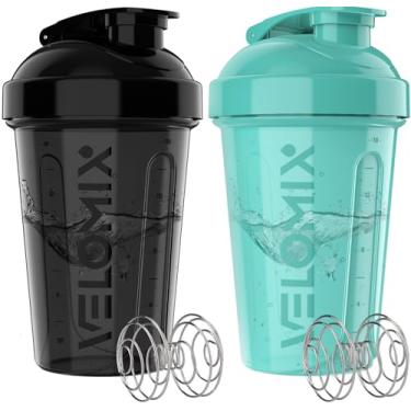 Imagem de Pacote com 2 frascos de proteína de 590 ml para misturas de proteínas - batedor de 2 x arames | Coqueteleira à prova de vazamento para shakes de proteína e pré-treino | Pacote de garrafa coqueteleira