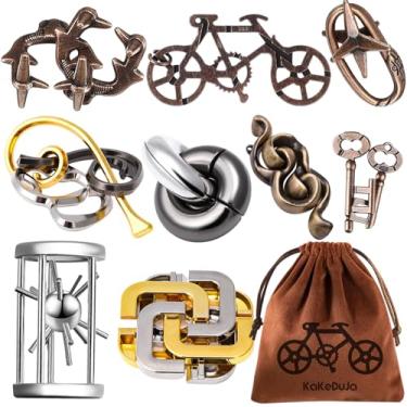 Imagem de 9 pcs Brain Teaser Puzzles Disentanglement Puzzles Metal Puzzle Logic Metal Puzzle for Adult Lock Puzzles Gift for AdultsTeenagers