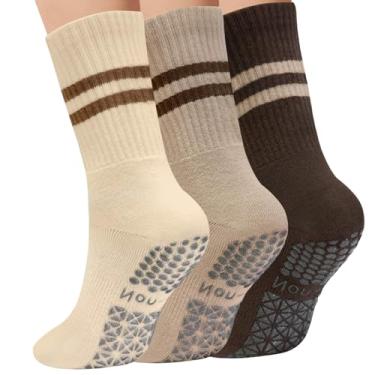 Imagem de homimanor Meias femininas com aderência de ioga, pilates, antiderrapante para barra, ioga, pilates e exercícios físicos em casa, 3 pares Maillard, 38