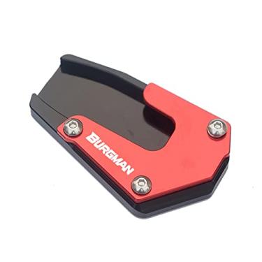 Imagem de Acc-Creativity Suporte de pé de motocicleta com ampliador lateral para placa de extensão compatível com SUZUKI Burgman 650 AN650 2013-2018 (vermelho)
