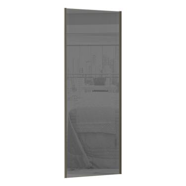 Imagem de Porta De Correr 80cm Com Vidro Reflecta Prata E Puxador Inox Com Kit Ferragem Prime Luciane Alumínio Inox Vidro Reflecta Prata