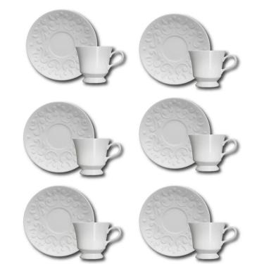 Imagem de Conjunto De Xícaras Para Café Germer Tassel Em Porcelana 80 Ml 6 Peças Branco