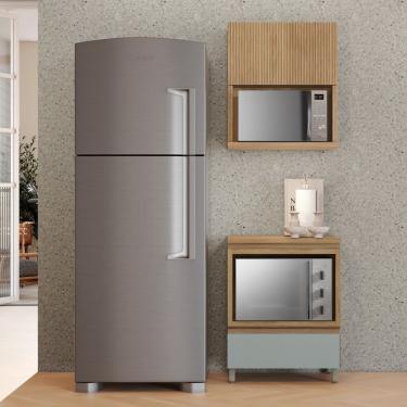 Imagem de Cozinha 2 Peças 1 Porta 1 Gaveta Armário Aéreo 100% Mdf 70 Cm Rainha Nature/verde