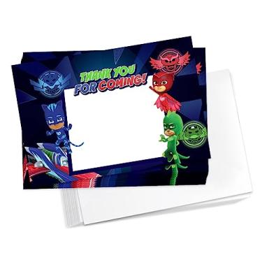 Imagem de Desert Cactus PJ Masks Cartões de agradecimento cartões de feliz aniversário 10 unidades com envelopes meninos meninas festa infantil (estilo A)