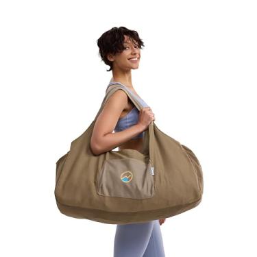 Imagem de JoYnWell Bolsa esportiva masculina de lona resistente extra grande de 340 g, bolsa esportiva masculina para yoga com zíper completo para mulheres com alças de suporte costuradas, bolsa de fim de semana, serve para todos os seus acessórios de ioga, blocos e reforços.