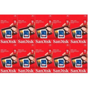 Imagem de Cartão SD Sandisk 16GB (pacote com 10) Memória Flash SDHC Classe 4