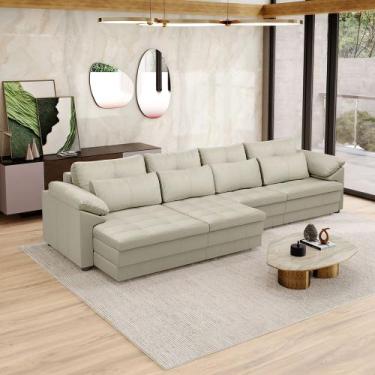 Imagem de Sofá Retrátil Manual Sala de Estar Nolan Bipartido 379cm Conforto Prem