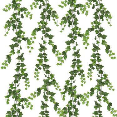 Imagem de RECUTMS Peças De Guirlanda Hera Artificial Pendurada, Folhas Videira, Plantas Verdes Seda Falsa Para Decoração Boho, Parede Casa, Festa, Casamento, Quarto, Resistente A Raios Uv, 74,8 Pol.