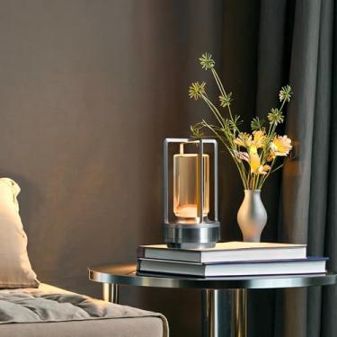 Imagem de Kipliko Luminária De Mesa Sem Fio Com Sensor Toque, Cristal, Lâmpada Led Recarregável, Toque Dimerização Contínua Em 3 Cores, Para Quarto, Restaurante, Casa E Área Externa. (Prata)