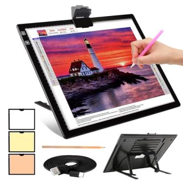 Imagem de KEIWRLIGHT Caixa De Luz A3 Para Traçado - Quadro Recarregável 3 Cores, 6 Níveis Brilho, Mesa Traçado, Suporte Ajustável, Pintura Diamante, Tatuagem, Desenho Crianças E Adultos