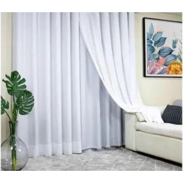 Imagem de Cortina Trilho Suiço Duplo Forro Com Linho 6.00 X 2.70 - Vigui