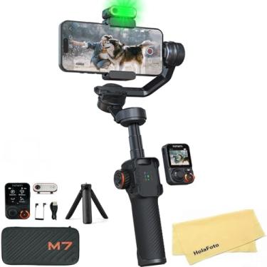 Imagem de hohem Estabilizador gimbal iSteady M7 para smartphone iPhone Android, gimbal de telefone com rastreamento de IA, luz de preenchimento, controle remoto removível de tela sensível ao toque de 1,4