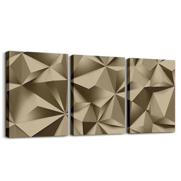 Imagem de jejeloiu Arte de parede em tela marrom para sala de estar quarto 30,5 x 40,6 cm 3 peças geométricas decoração de parede para decoração de crianças decorações de escritório geométricas pôsteres