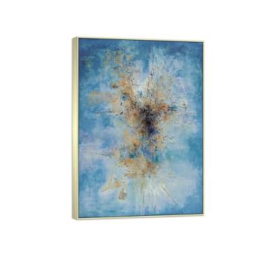 Imagem de MUHJDYC Zao Wou-ki Pintura famosa abstrata - imagem de arte em tela - arte de parede para sala de estar - reprodução de impressões (09.11.1956) 50x70cm-19x27in moldura prata