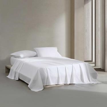 Imagem de Calvin Klein - Lençóis de cama King, roupa de cama de algodão de fibra longa com fronhas combinando, tratamento de resfriamento aprimorado, certificado Oeko-Tex (branco)
