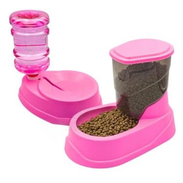 Imagem de Kit Comedouro e Bebedouro Automático para Cachorro Cães e Gatos Anti Formiga (KIT FOUR PLASTIC - ROSA)
