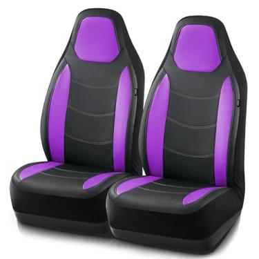 Imagem de Road Comforts Capa de assento de carro, capas de assento de carro de couro dianteiro, capas de assento de carro esportivo com encosto baixo automotivo, compatível com airbag, ajuste universal para a
