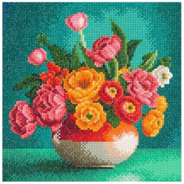 Imagem de Diamond Art By Leisure Arts Flores, 30,5 x 30,5 cm, kits intermediários de pintura de diamante para adultos - Kits de arte de diamante, um kit de artesanato criativo relaxante com pedras preciosas