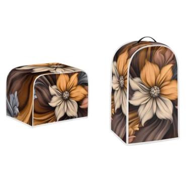 Imagem de Pointodoor Conjunto de capas de eletrodomésticos com padrão floral de flores vintage lavável liquidificador de cozinha capa contra poeira máquina de fazer pão torradeira capa 4 fatias acessórios de