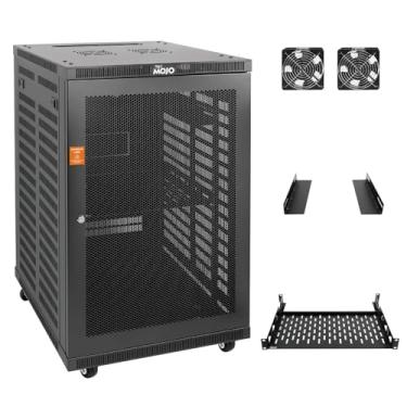 Imagem de Tecmojo Rack de montagem de parede 18U, rack de 18 U de profundidade de 17,7 polegadas, suporta até 80 kg, rack de servidor com rodízios, kit de suporte de parede fechado para rede de 48 cm, servidor