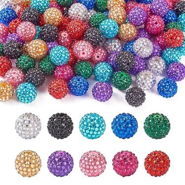 Imagem de Beadthoven 100 peças contas de strass de 20 mm contas de Natal 10 cores contas de chiclete grossas redondas contas de bola de disco resina contas grossas de cristal para canetas faça você mesmo joias fazendo guirlanda enfeites de árvore de Natal