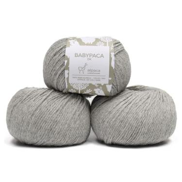 Imagem de Conjunto de 3 novelos de lã de alpaca 100% bebê (150 gramas) Peso DK - Feito no Peru - Celestial macio e perfeito para tricô e crochê (cinza prateado, DK)