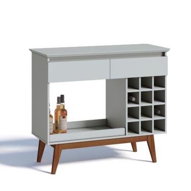 Imagem de Aparador Bar com Adega 12 Nichos 2 Gavetas Classic Retrô Imcal Branco