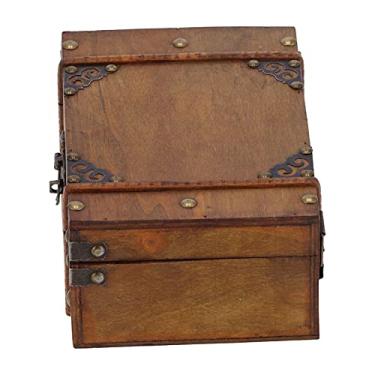 Imagem de KIMISS Caixa de Armazenamento de Jóias de Madeira Antiga - Estojo Deco Com Trava de Senha para Decoração de Casa e Penteado - Organizador Versátil para Jóias, Cosméticos e Objetos de Valor